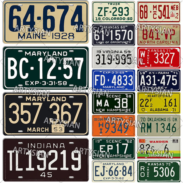 US Maine Maryland Virginia Indiana Alaska Arkansas New Hampshire Truck License Plate Nevada Registration PlateMetal Sign Plaque