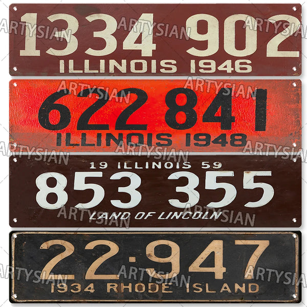 Vintage US State License Plate Truck Vehicle Trailer Tractor Car Number Plate Retro Metal Tin Sign Wall Decor PENNA ILL MISS