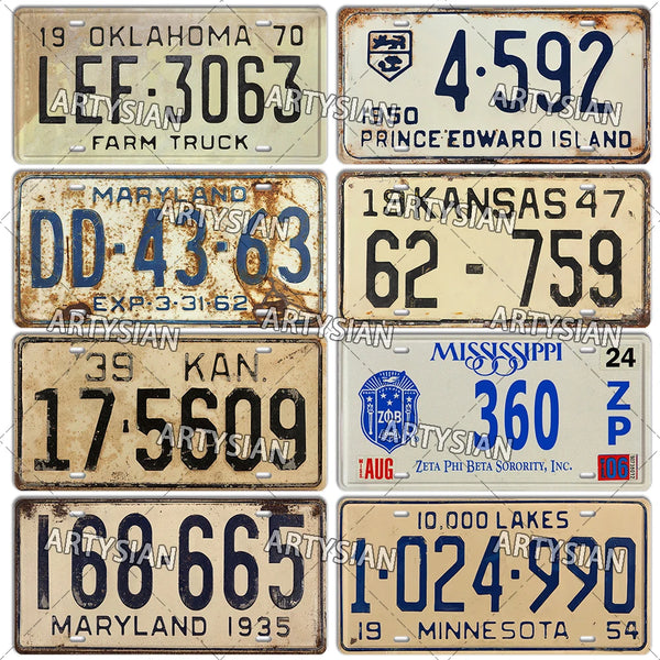 US Retro License Plate Idaho Connecticut Maryland Virginia Ohio Oklahoma Vintage Number Plate Metal Sign Kansas North Dakota