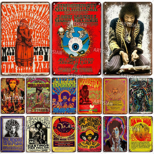 Jimi Hendrix Metal Tin Sign Rusty Metal Signs Decorative Plate Music Metal Poster Garage Cafe Man Cave Industrial Decor