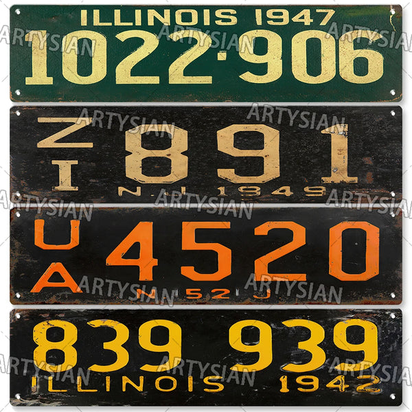 US VA Illinois Michigan OK State License Plate Retro Metal Tin Sign Wall Decor Truck Vehicle Trailer Tractor Car Number Plate