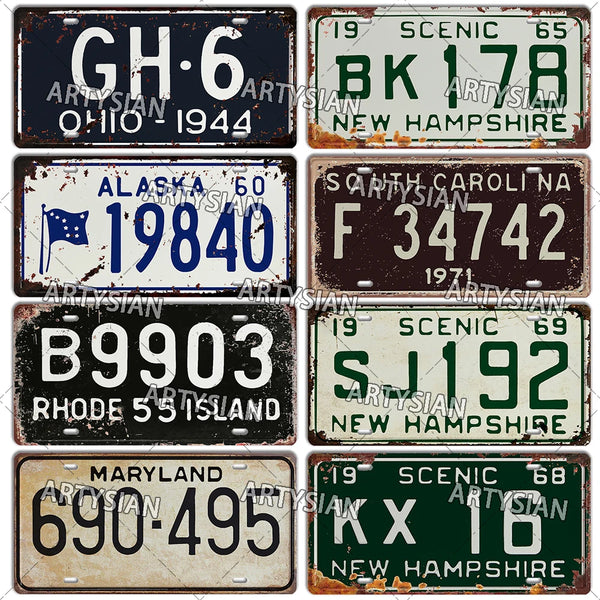 US Old License Plate Truck Vehicle Trailer Tractor License Plate Retro Metal Sign Maryland Montana New Mexico Rhode Island Ohio