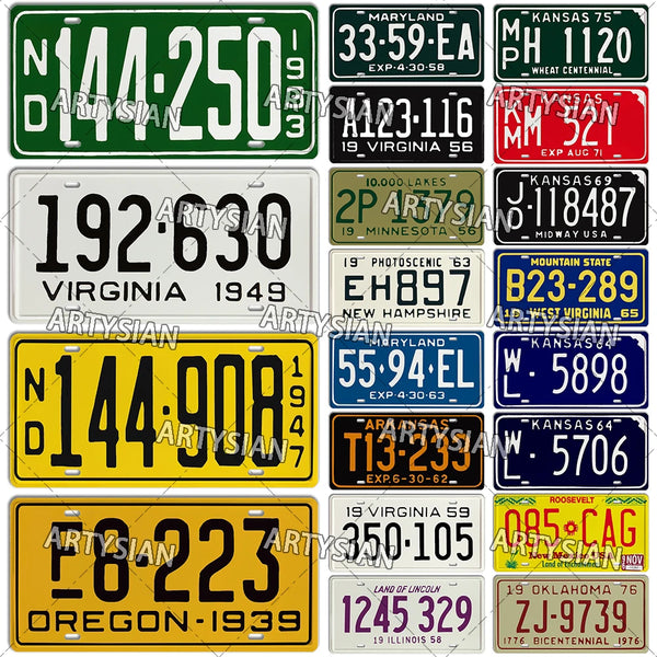 US License Plate Oklahoma Maryland Virginia Oregon Kansas New Mexico South Carolina Truck vehicle Trailer Metal Sign Plaque