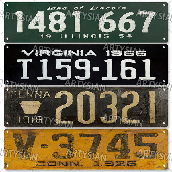 Weathered US State License Plate Vintage Metal Tin Sign Wall Decor Truck Vehicle Trailer Tractor Car Number Plate Connecticut