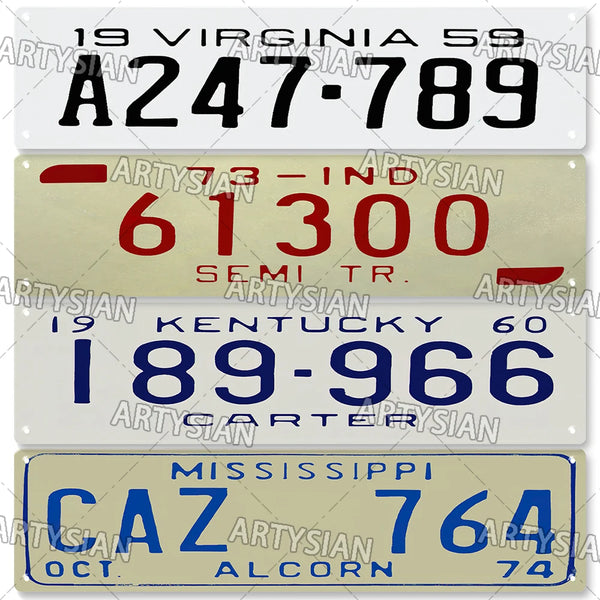 US State License Plate Truck Vehicle Trailer Tractor Car 40s 50s 60s 70s Number Plate Metal Tin Sign Wall Decor Kentucky Ohio