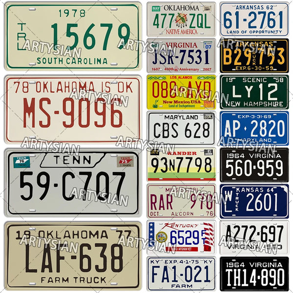 US License Plate Virginia Vermont Maryland Oklahoma Indiana Kentucky License Plate Arkansas Truck Vehicle Number Plate Sign