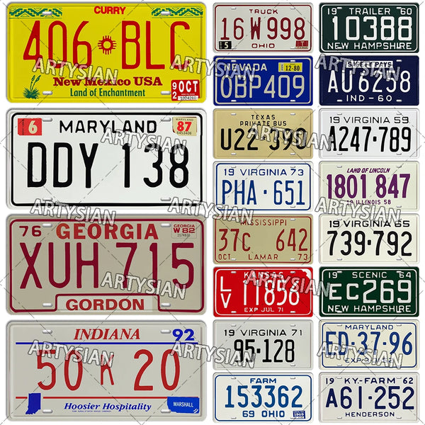 US State Georgia Maryland Colorado Ohio Indiana New Mexico License Plate Nevada Illinois Number Plate Metal Sign Metal  Plaque