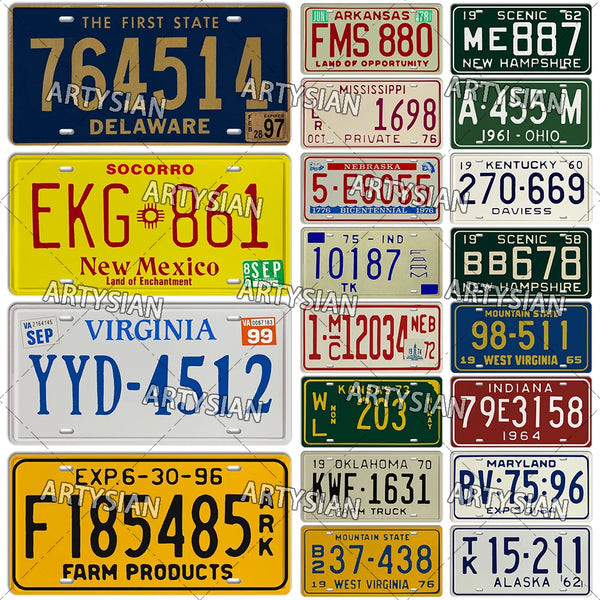 US Maine Massachusetts Arkansas Virginia Delaware New Mexico Nebraska New Hampshire License Plate Vehicle Registration Plate