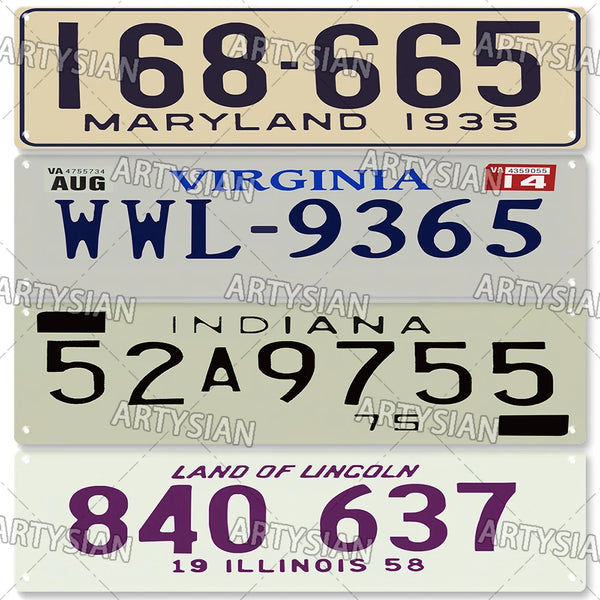 Classic US State License Plate Truck Vehicle Trailer Tractor Car Number Plate Metal Tin Sign Wall Decor Rhode Island Maryland