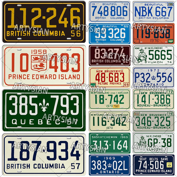 Canada License Plate New Brunswick Car Registration Saskatchewan Québec Ontario Prince Edward Island Decorative Metal Sign