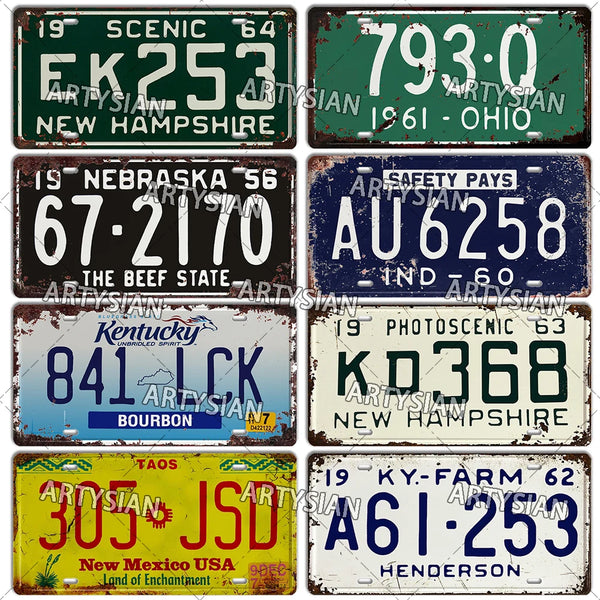 US License Plate Truck Vehicle Trailer Tractor Metal Sign Illinois Oregon Tennessee Nebraska Kansas Florida Ohio Indiana Maine