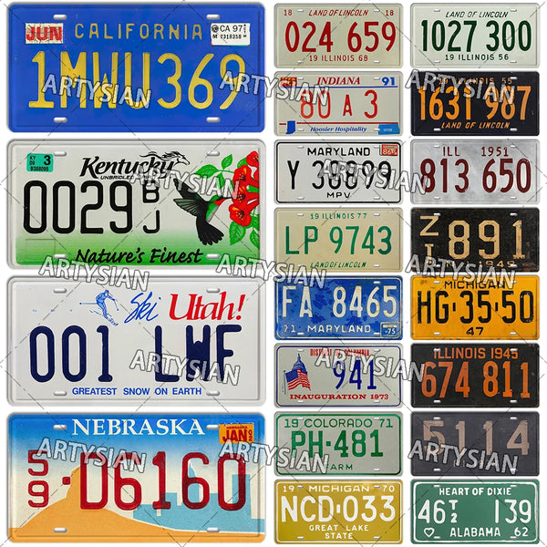 US State License Plate Decorative Metal Sign Michigan Illinois California Utah Rhode Island Kentucky New Jersey Metal Plaque