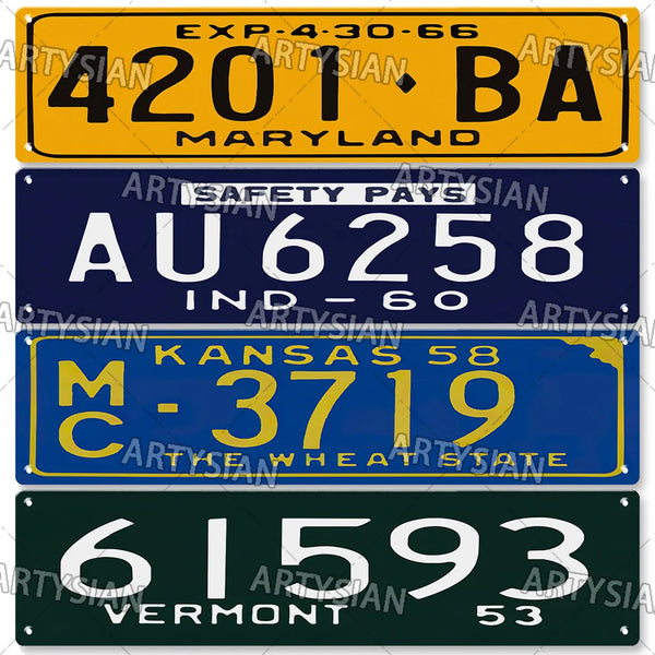 US State License Plate Truck Vehicle Trailer Tractor Car 40s 50s 60s Number Plate Metal Tin Sign Wall Decor Tennessee Montana