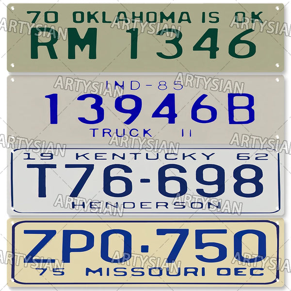 US State License Plate Classic Number Plate Truck Vehicle Trailer Tractor Car Metal Tin Sign Wall Decor Georgia Ohio Mississippi