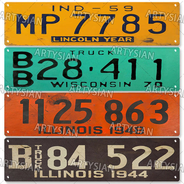 Retro US State License Plate Truck Vehicle Trailer Tractor Car Number Plate Metal Tin Sign Wall Decor  Garage Bar Pub Club Hotel