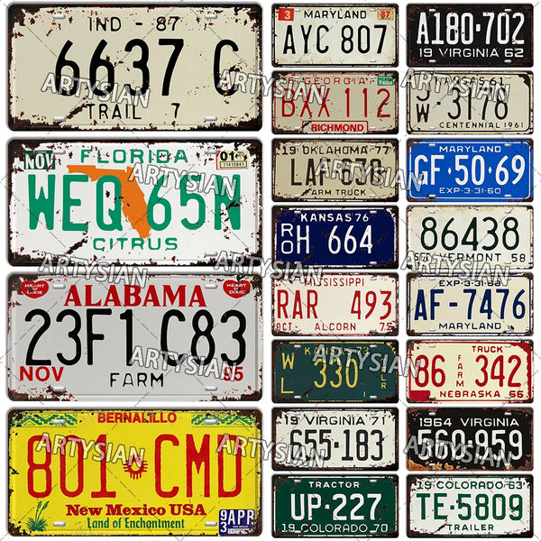 US Kansas Number Plate Oklahoma Maryland New Mexico Iowa Oregon Alabama Florida Georgia Rusty License Plate Colorado Metal Sign