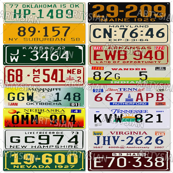 US State License Plate Truck Vehicle Trailer Tractor Car Number Plate Old 20s 50s 60s Metal Tin Sign Wall Decor Virginia Texas