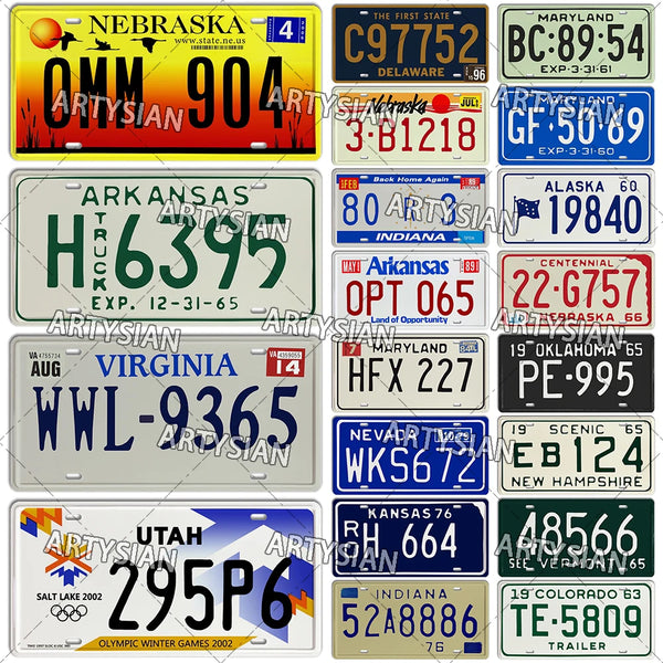 US Maryland License Plate Delaware Utah Alaska Maryland Nebraska Virginia New Mexico Arkansas Trailer Truck Metal Sign Plaque