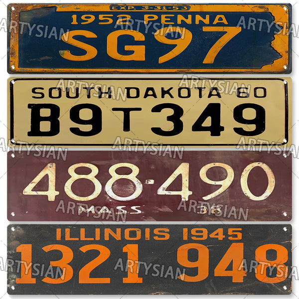 Nostalgic Truck Vehicle Trailer Tractor Car License Plate Retro US State Number Plate Metal Tin Sign Wall Decor PENNA Dakota