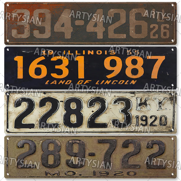 Retro 1920s License Plate US State Number Plate Truck Vehicle Trailer Tractor Car Metal Tin Sign Wall Decor ILL KY MO Montana