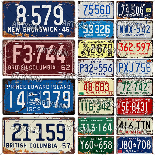 Canada Province License Plate British Columbia Prince Edward Island Manitoba Nouveau Brunswick Ontario Vehicle Number Plate