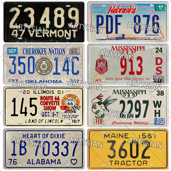 US State License Plate Rusty Metal Sign Truck Vehicle Trailer Tractor Number Plate Oklahoma Penna Kentucky Mississippi Maine