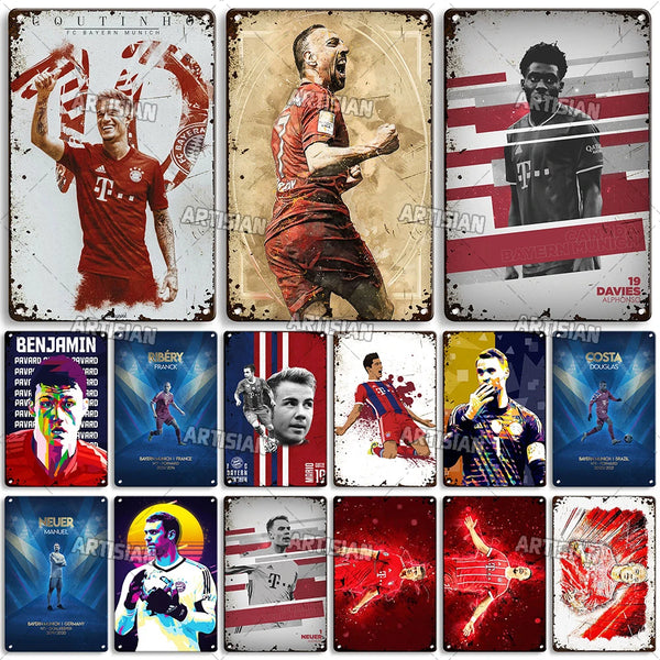 ARTYSIAN Soccer Football Club Bayern Munich Kimmich Neuer Muller Schweinsteiger Lewandowski Ribery Alfonso Gotze Metal Plaque