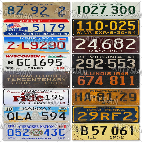 Vintage US State License Plate Truck Vehicle Trailer Tractor Car Number Plate Aged Metal Tin Sign Wall Decor PENNA Michigan