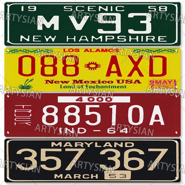 US State License Plate Truck Vehicle Trailer Tractor Car Number Plate America Metal Tin Sign Wall Decor Kansas Idaho Mass Alaska