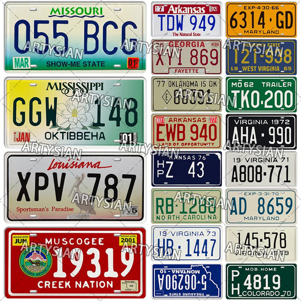 US License Plate New Hampshire Iowa Mississippi Muscogee Vermont Montana Louisiana Missouri Texas Truck vehicle Trailer Plate