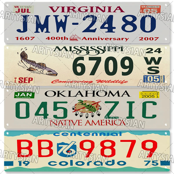 Old US State License Plate Truck Vehicle Trailer Tractor Car Number Plate 60s 70s Metal Tin Sign Wall Decor Oklahoma Oregon