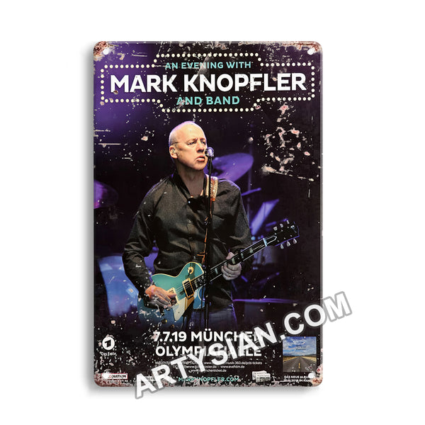 ARTYSIANMark Knopfler - Down The Road Wherever, München 2019 - Konzertplakat- Metal Sign 30X20cm