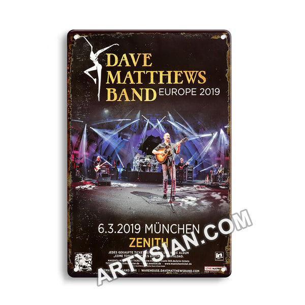 ARTYSIANDave Matthews Band - Live !, München 2019 - KonzertplakatMetal Sign 30X20cm