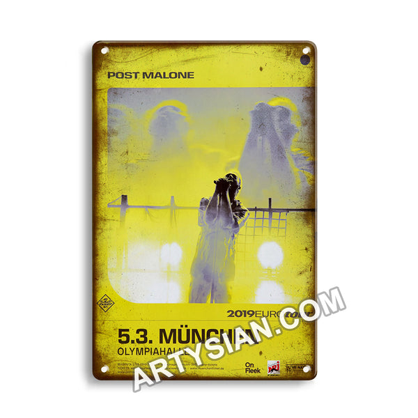 ARTYSIAN Post Malone - Euro Tour, München 2019 - Konzertplakat-Metal Sign 30X20cm