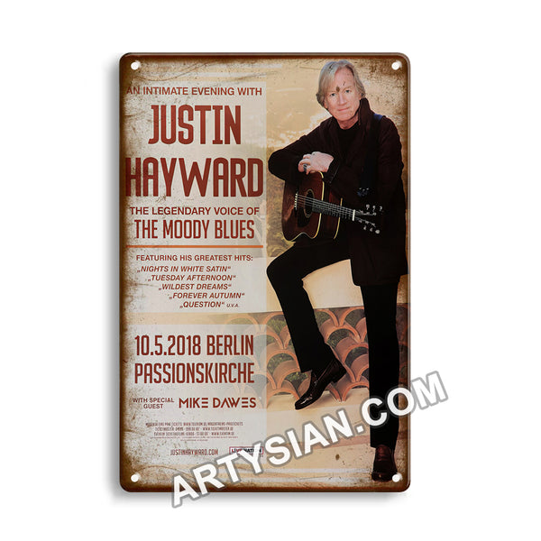 ARTYSIAN Justin Hayward - The Moody Blues, Berlin 2018 - KonzertplakatMetal Sign 30X20cm