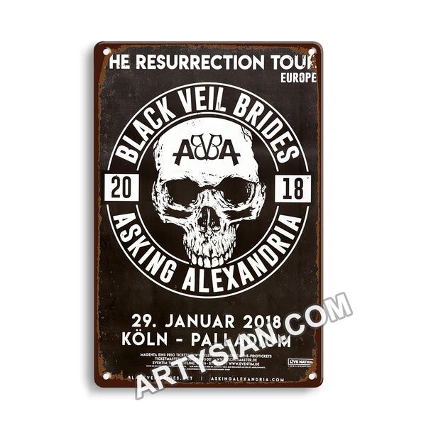 ARTYSIAN Black Veil Birdes - The Resurrection, Köln 2018 - Konzertplakat Metal Sign 30X20cm
