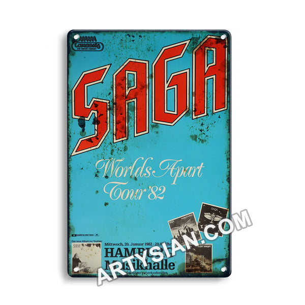 ARTYSIAN Saga - World´s Apart Tour ´82, Hamburg 1982-Metal Sign 30X20cm