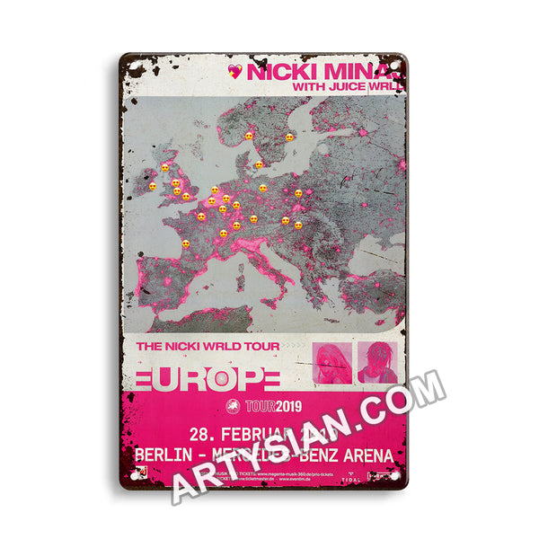 ARTYSIAN Nicki Minaj - WRLD TOUR, Berlin 2019 - Konzertplakat- Metal Sign 30X20cm