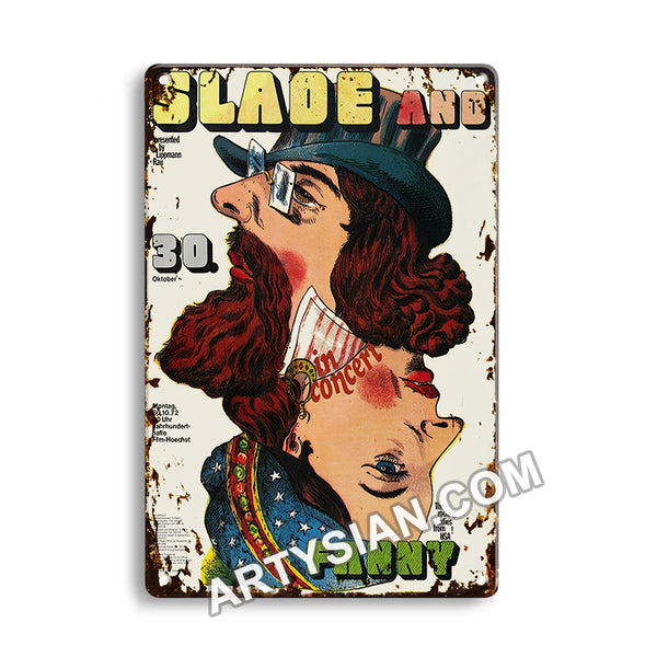 ARTYSIAN Slade and Funny - Slayed, Frankfurt 1972 - Konzertplakat-Metal Sign 30X20cm