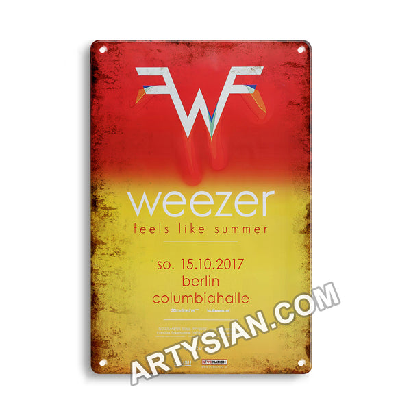 ARTYSIAN Weezer - Feels Like Summer, Berlin 2017 - Konzertplakat-Metal Sign 30X20cm