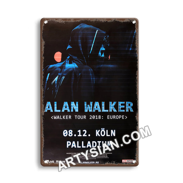 ARTYSIAN Alan Walker - Walker Tour, Köln 2018 - Konzertplakat Metal Sign 30X20cm