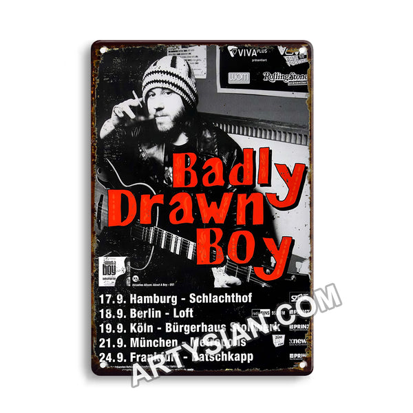 ARTYSIAN Badly Drawn Boy - You Fed The Fish, Tour 2002 - KonzertplakatMetal Sign 30X20cm