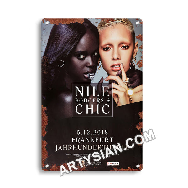 ARTYSIAN Nile Rodgers & Chic - It´s About Time, Frankfurt 2018 - Konzertplakat- Metal Sign 30X20cm