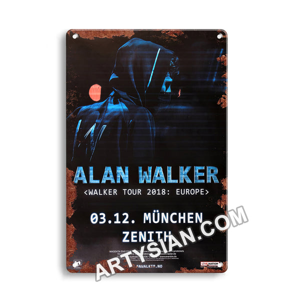 ARTYSIAN Alan Walker - Walker Tour, München 2018 - Konzertplakat Metal Sign 30X20cm