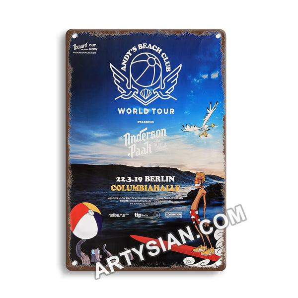 ARTYSIANAnderson - Paak - Andy´s Beach Club, Berlin 2019 - Konzertplakat Metal Sign 30X20cm