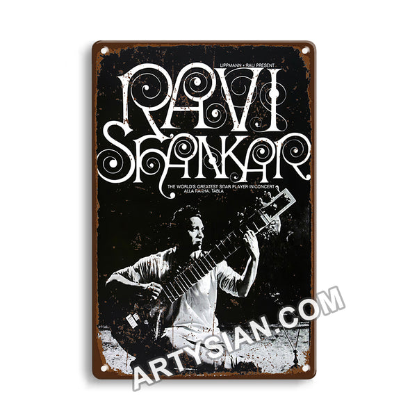 ARTYSIAN Ravi Shankar - My Life My Music, 1968 - Konzertplakat-Metal Sign 30X20cm