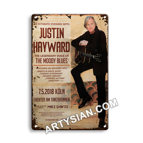 ARTYSIAN Justin Hayward - The Moody Blues, Köln 2018 - Konzertplakat- Metal Sign 30X20cm