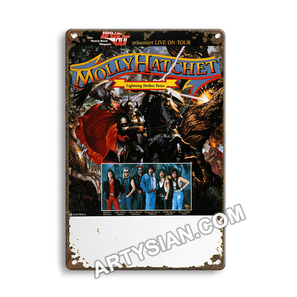 ARTYSIAN Molly Hatchet - Lightning Strikes Twice, No Town 1989Metal Sign 30X20cm