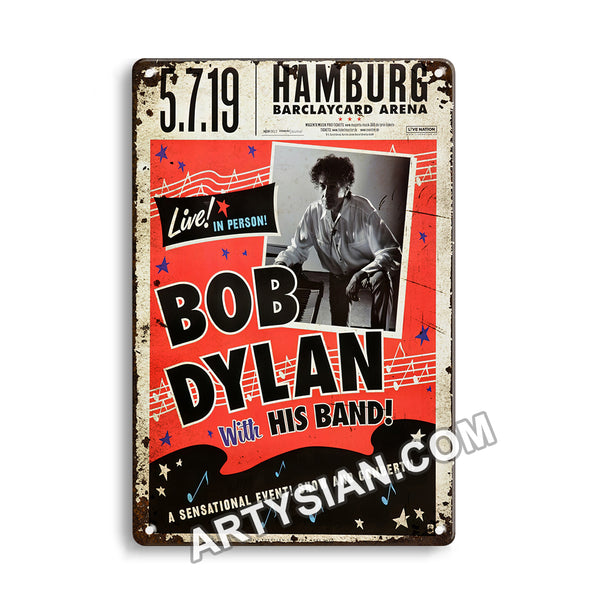 ARTYSIAN Bob Dylan - Live! In Person!, Hamburg 2019 - Konzertplakat Metal Sign 30X20cm