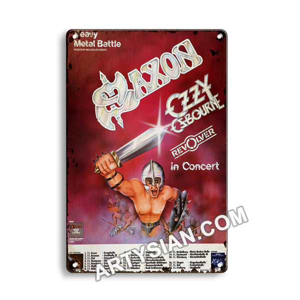 ARTYSIAN Saxon & Ozzy Osbourne, All Cities 1981-Metal Sign 30X20cm